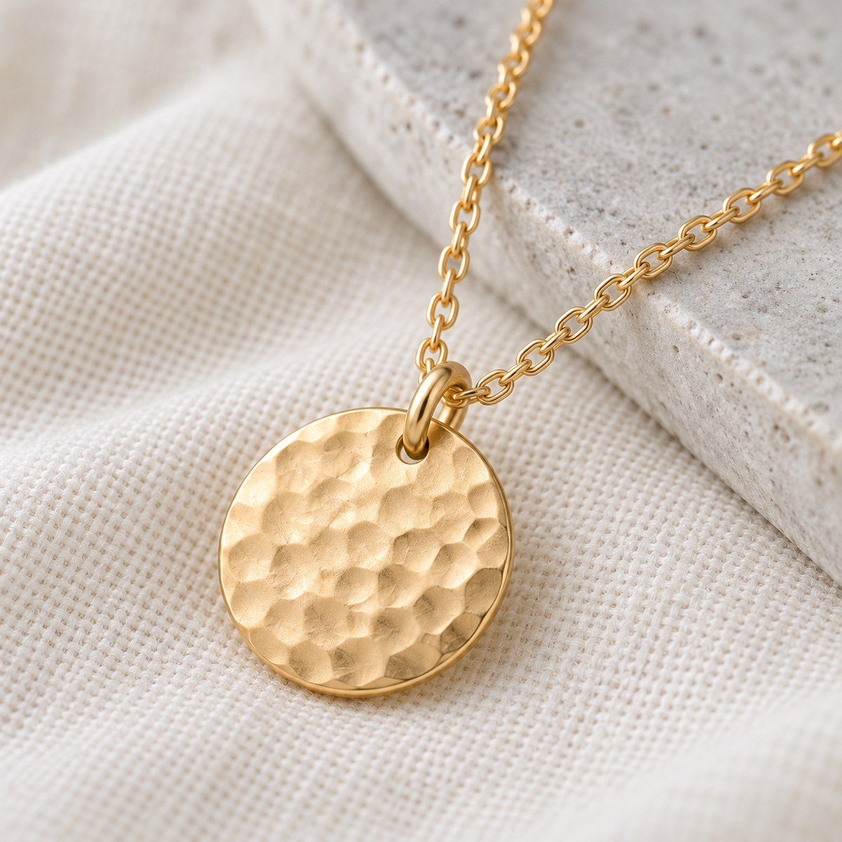 elvarinio Luna Coin Necklace — close-up design visualization [detail]. AI-generated; product specifications pending verification.