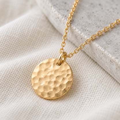 elvarinio Luna Coin Necklace — close-up design visualization [detail]. AI-generated; product specifications pending verification.
