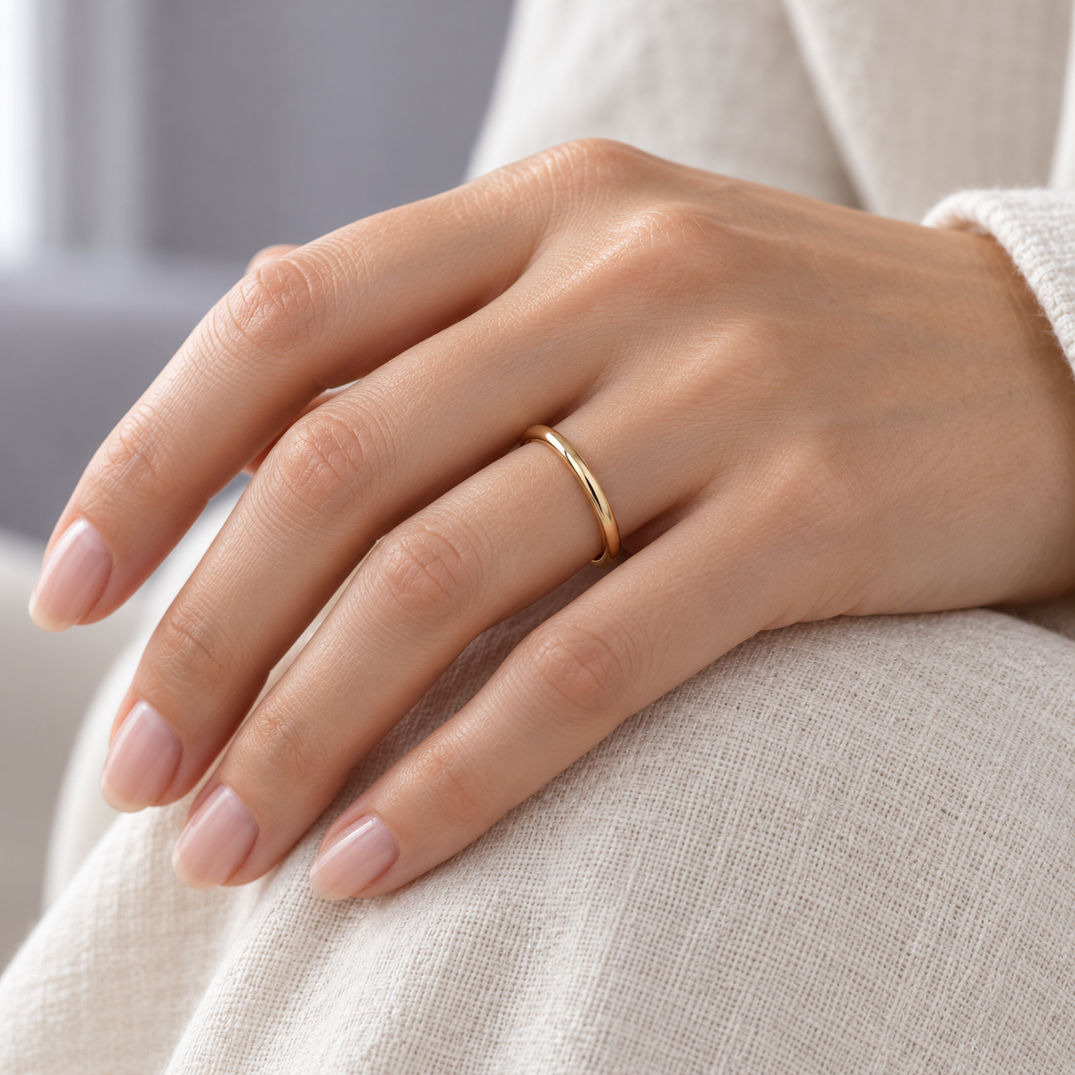 elvarinio Minimal Gold Ring — styled wearing visualization [lifestyle]. AI-generated; product specifications pending verification.