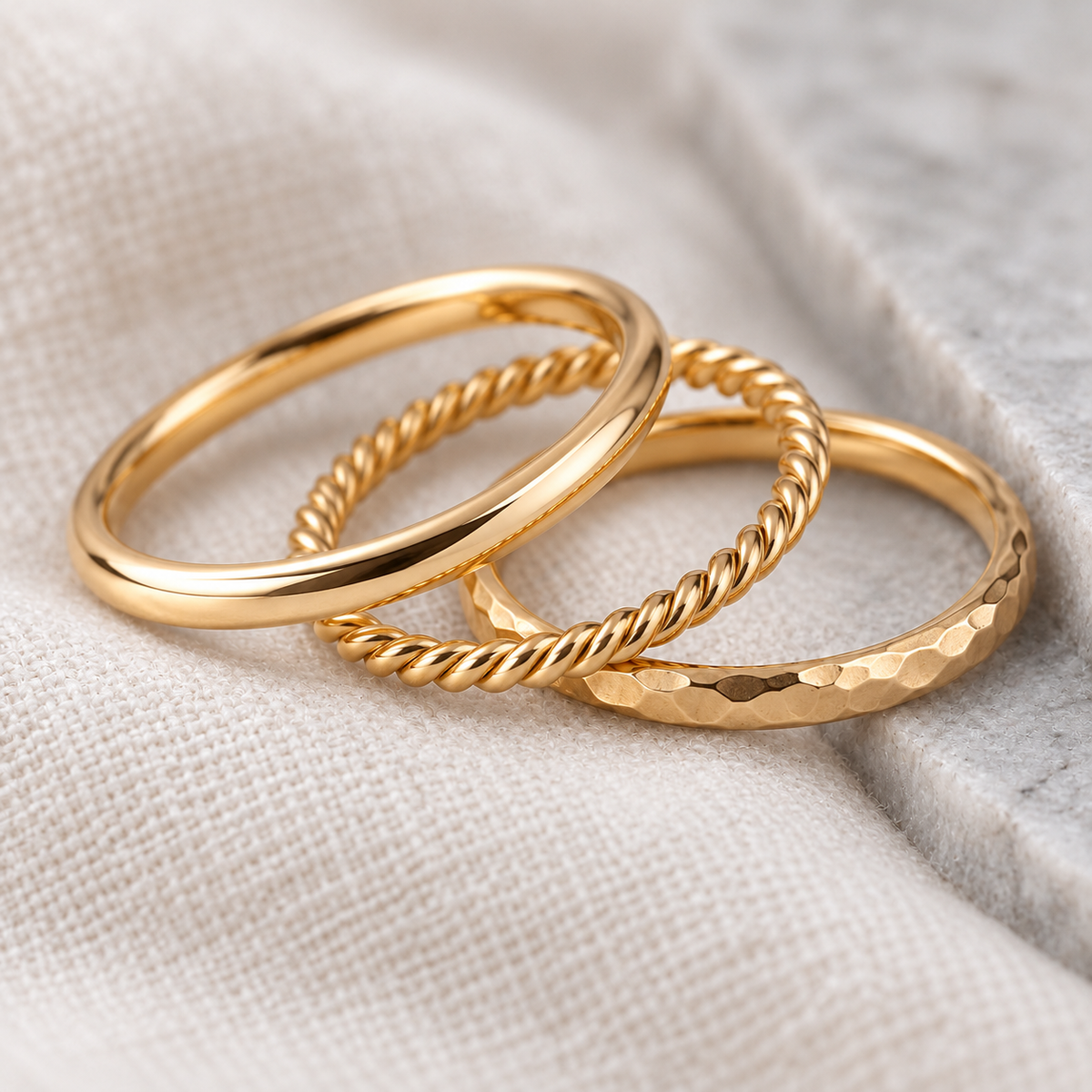 elvarinio Sleek Stack Rings — close-up design visualization [detail]. AI-generated; product specifications pending verification.