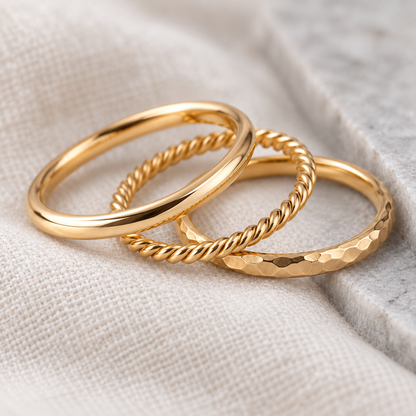 elvarinio Sleek Stack Rings — close-up design visualization [detail]. AI-generated; product specifications pending verification.