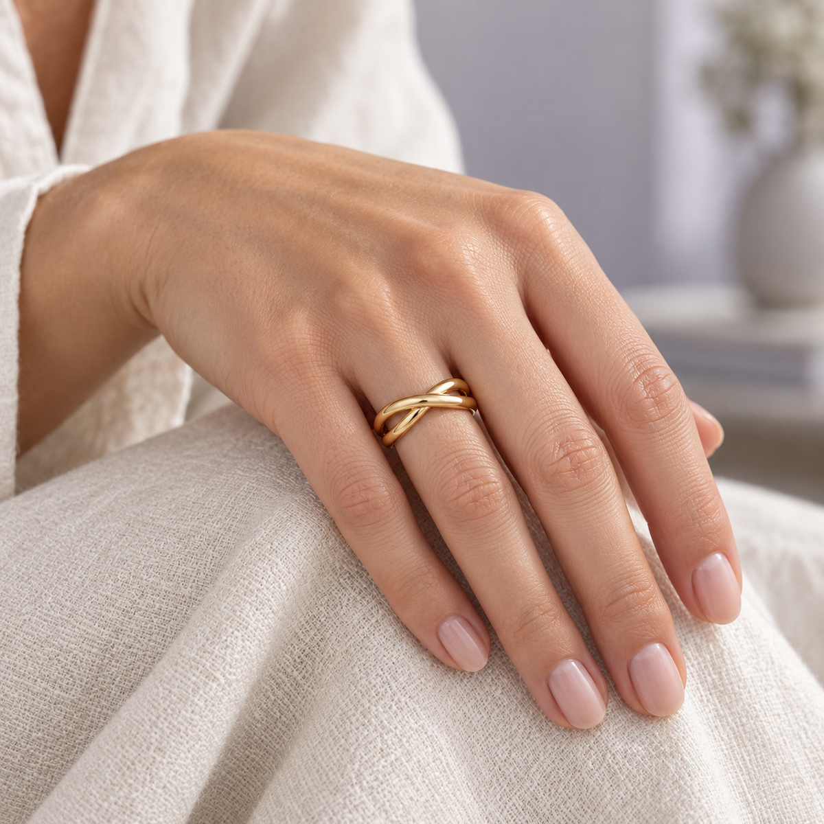 elvarinio Twist Ring — styled wearing visualization [lifestyle]. AI-generated; product specifications pending verification.